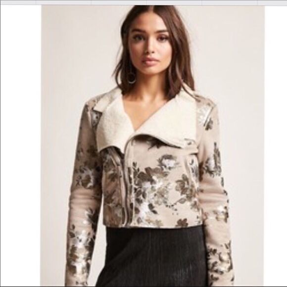 METALLIC Painted Bomber Jacket With Sherpa Lining. - Picture 1 of 4